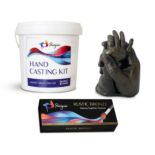 Hand Casting Kit for 2 Adult Hands + Rustic Bronze Paint Set
